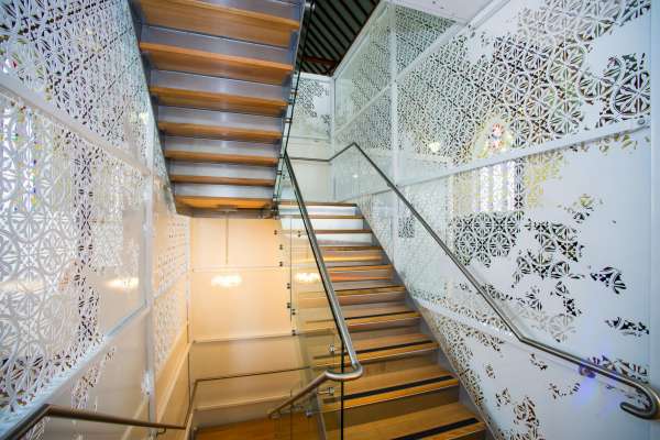 Chalmers Staircase completed installation including steel paneling